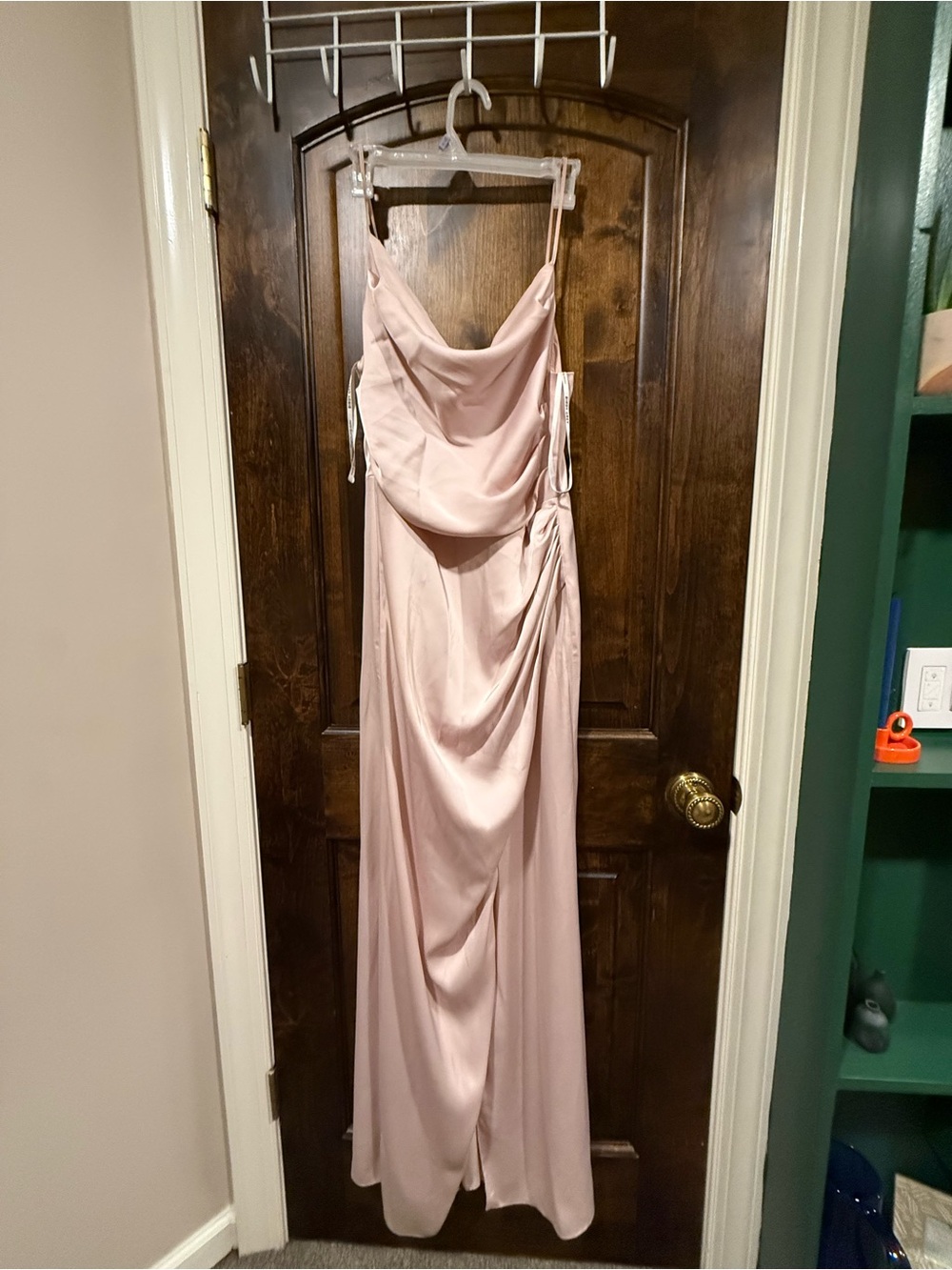 Birdy Grey Blush Maxi Satin Cowl-Neck Gown